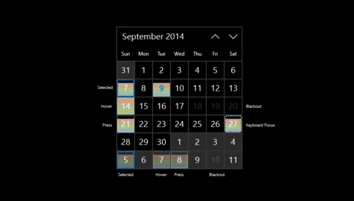 Month calendar in Windows 10